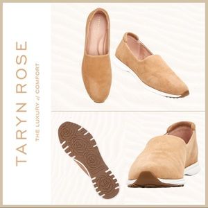 Taryn Rose Stretch Suede Flats in Doe NIB